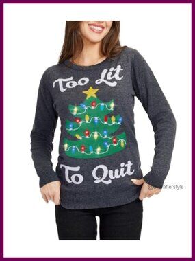 Women's Light-Up Ugly Christmas Pullover Sweater Crew Neck Long Sleeve